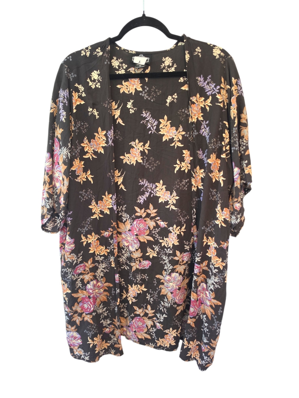 Angie Black Floral Kimono Size Medium Boho